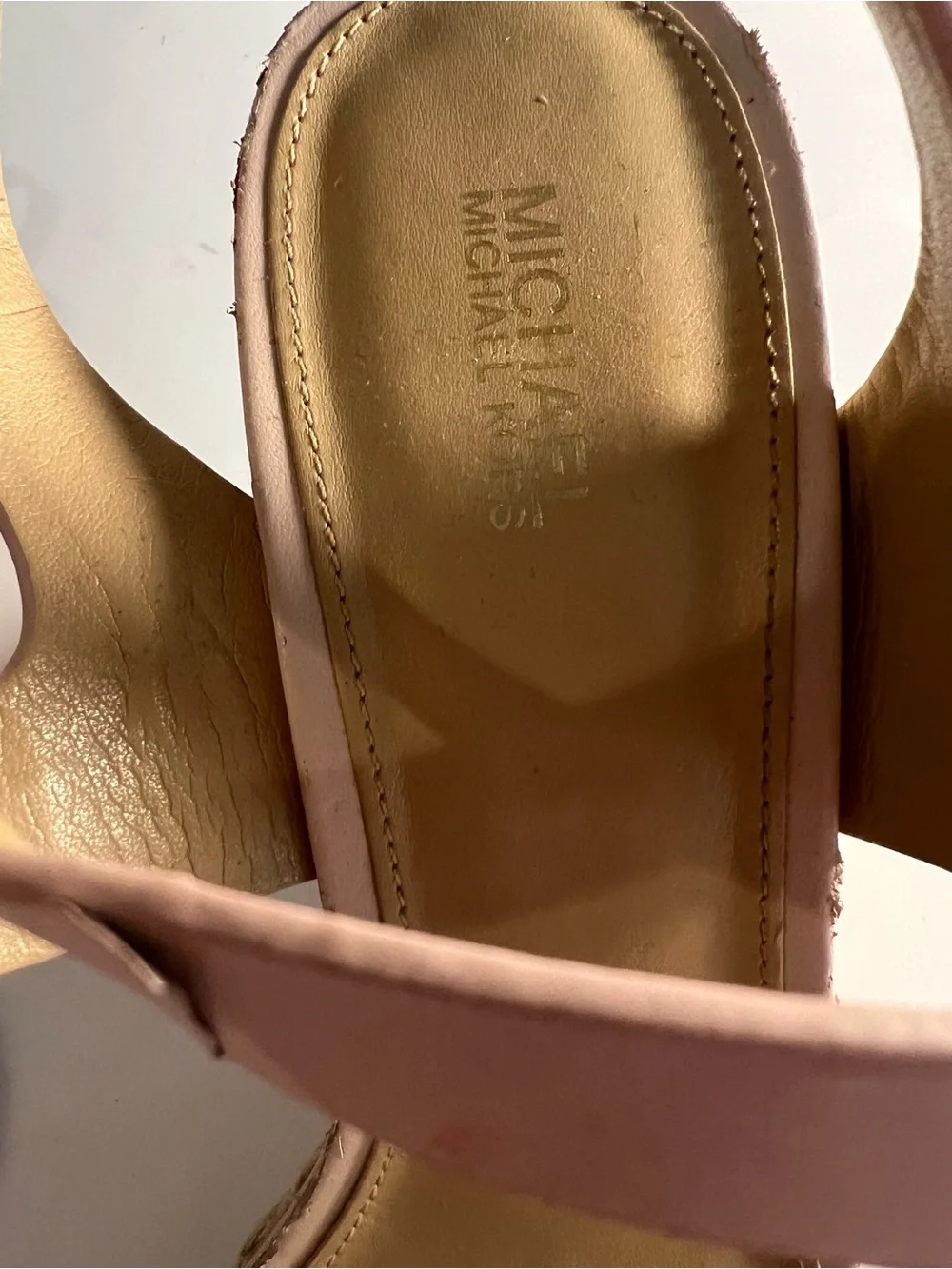 Michael Kors Pale Blush Leather Espadrille Wedges Size 10